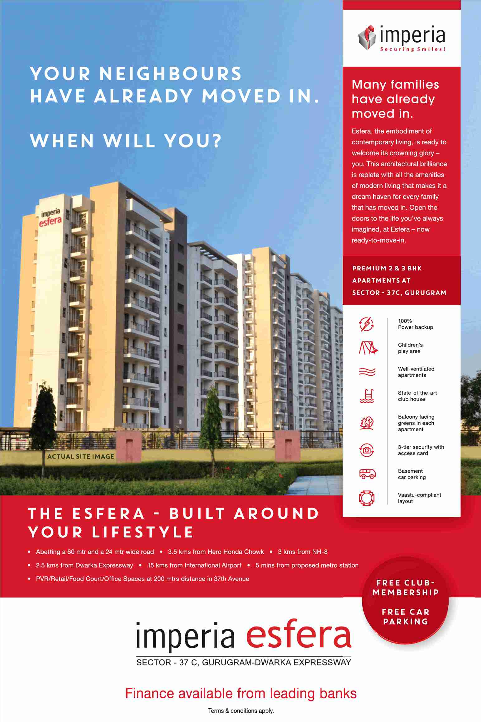 Get free club membership & car parking by booking home at Imperia The Esfera in Gurgaon